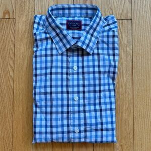 UNTUCKit Men’s Long Sleeve Performance Shirt Regular Large Blue White Checks